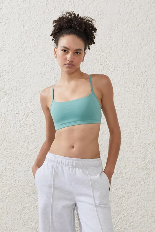 Women Tops Cotton On Workout Yoga Crop Malachite Green