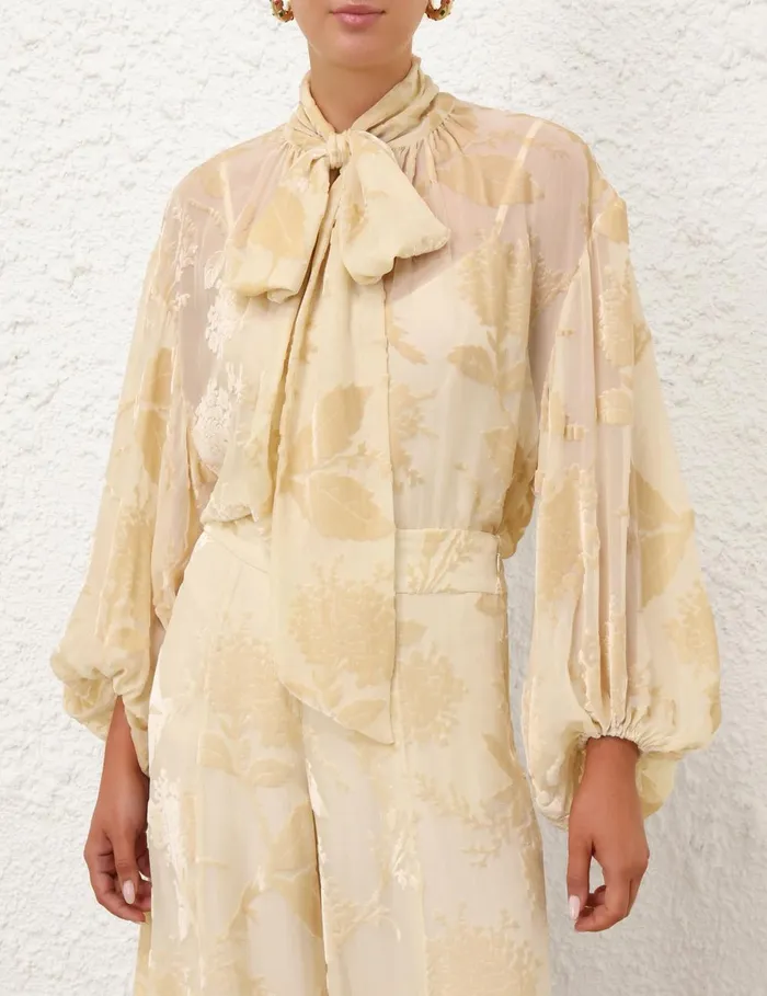 Women Tops Zimmermann Burnout Blouse Cream
