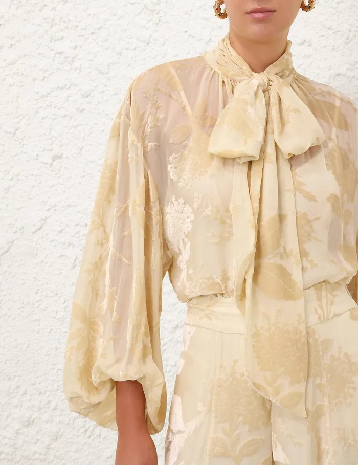 Women Tops Zimmermann Burnout Blouse Cream