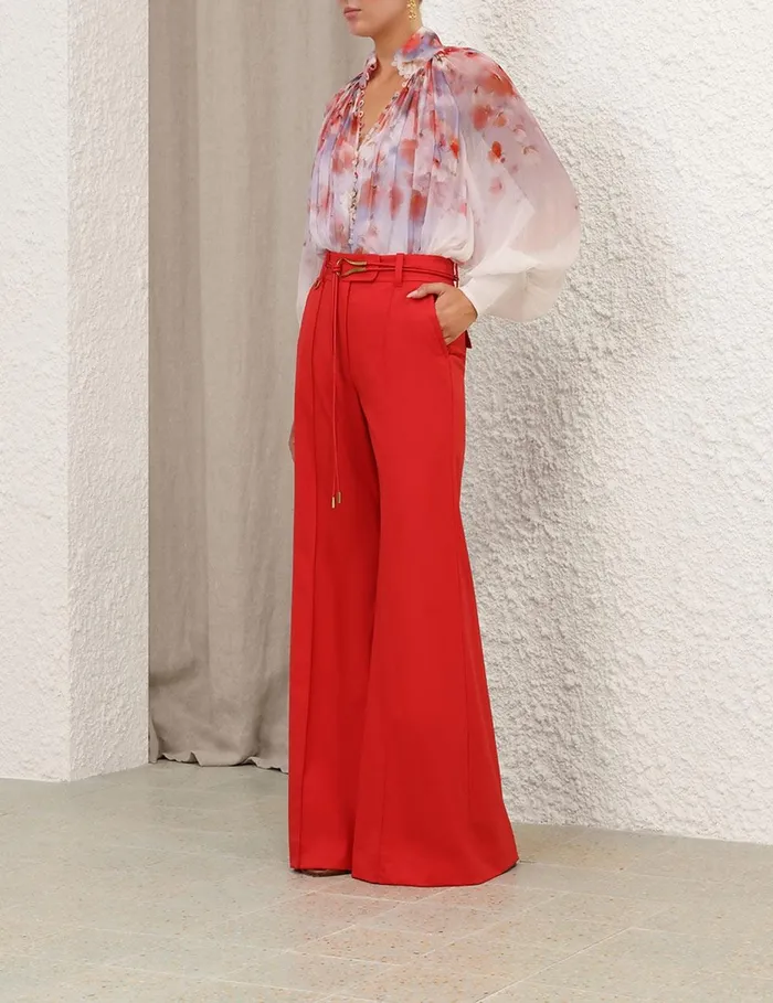 Women Tops Zimmermann Crush Smock Blouse Scarlet Floral