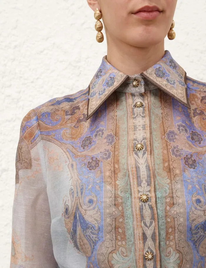 Women Tops Zimmermann Eden Body Shirt Blue Paisley