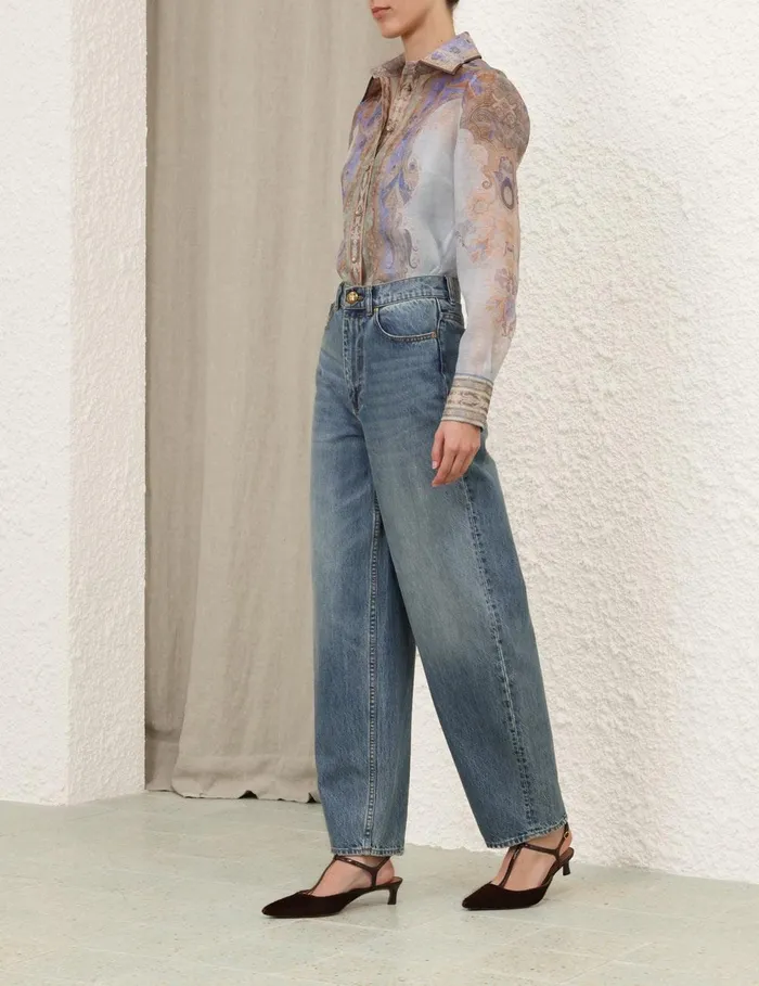 Women Tops Zimmermann Eden Body Shirt Blue Paisley