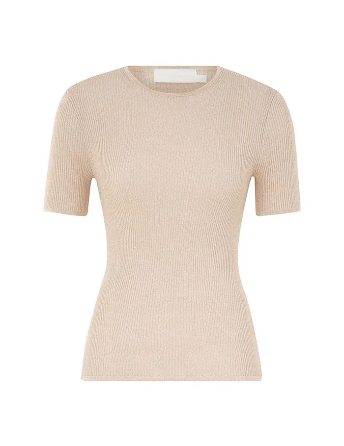 Women Tops Zimmermann Halliday Rib TShirt Cream Lurex