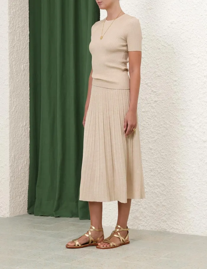 Women Tops Zimmermann Halliday Rib TShirt Cream Lurex
