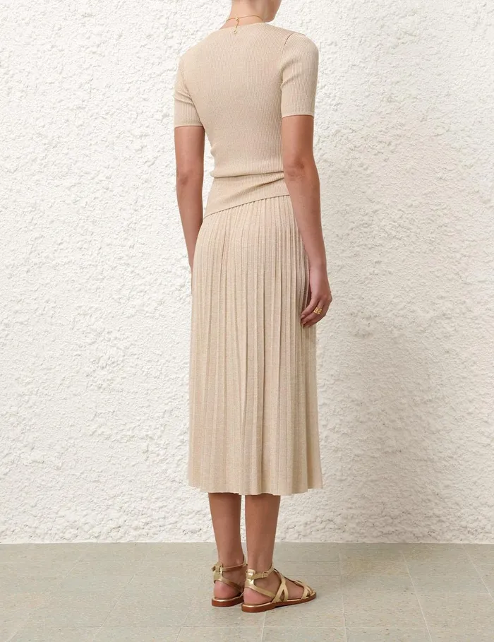 Women Tops Zimmermann Halliday Rib TShirt Cream Lurex