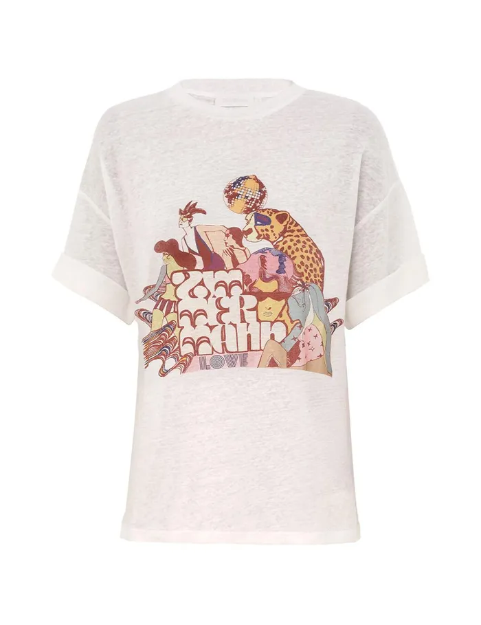 Women Tops Zimmermann Maxine Roll Sleeve Tee Ivory
