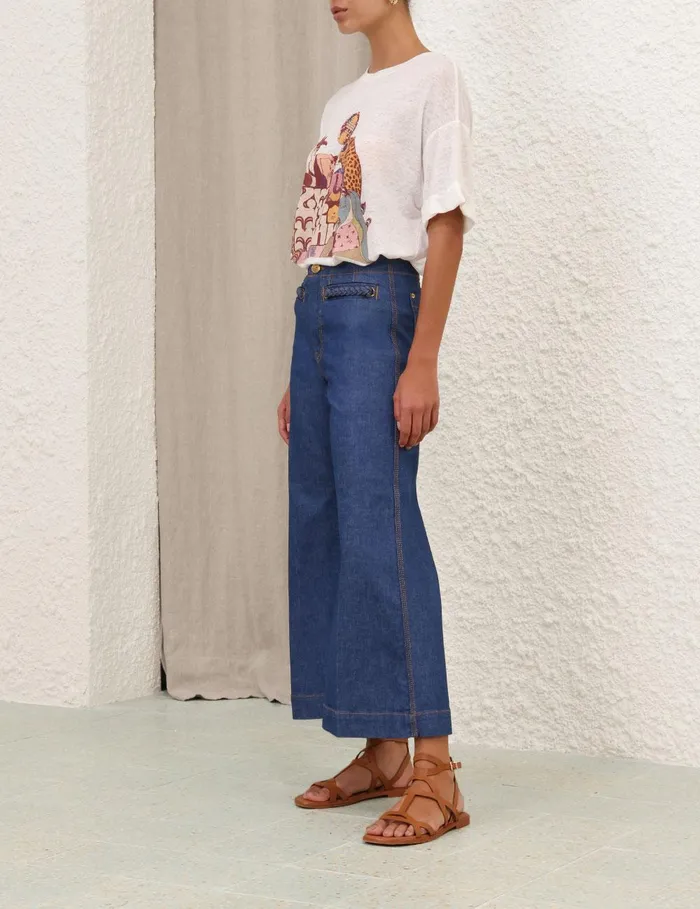 Women Tops Zimmermann Maxine Roll Sleeve Tee Ivory