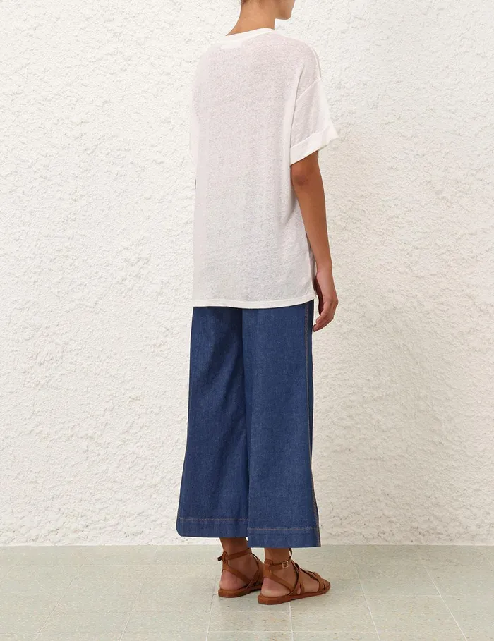 Women Tops Zimmermann Maxine Roll Sleeve Tee Ivory