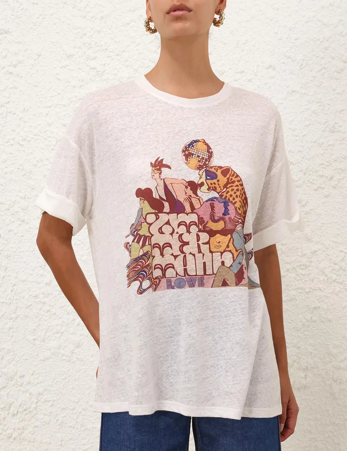 Women Tops Zimmermann Maxine Roll Sleeve Tee Ivory
