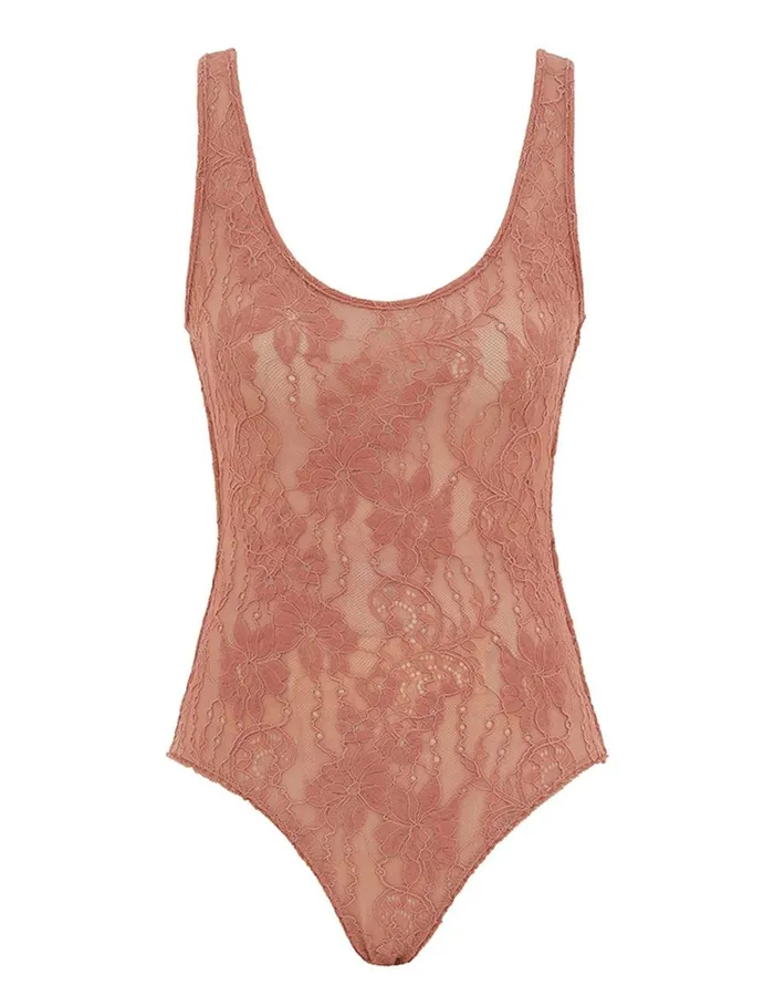 Women Tops Zimmermann Scoop Neck Bodysuit Blush