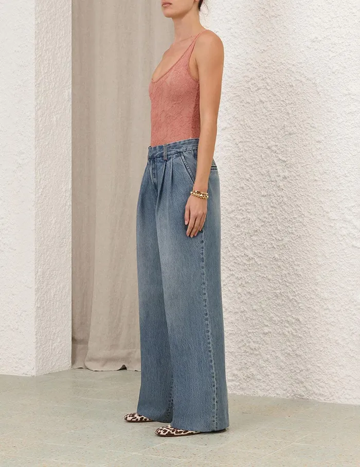 Women Tops Zimmermann Scoop Neck Bodysuit Blush