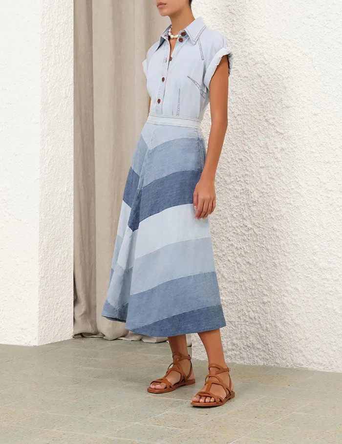 Women Tops Zimmermann Tallow Denim Blouse Seaside