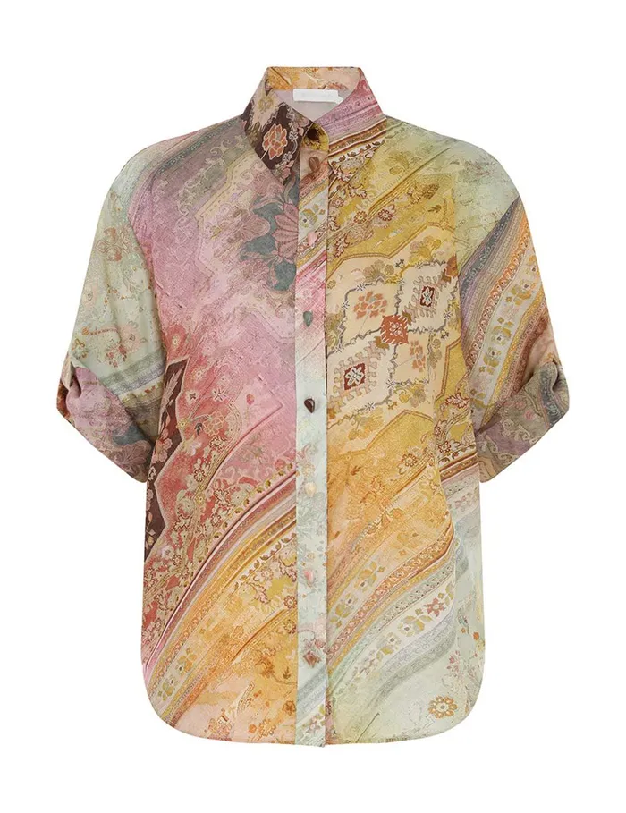 Women Tops Zimmermann Tallow Relaxed Shirt Ombre Multi