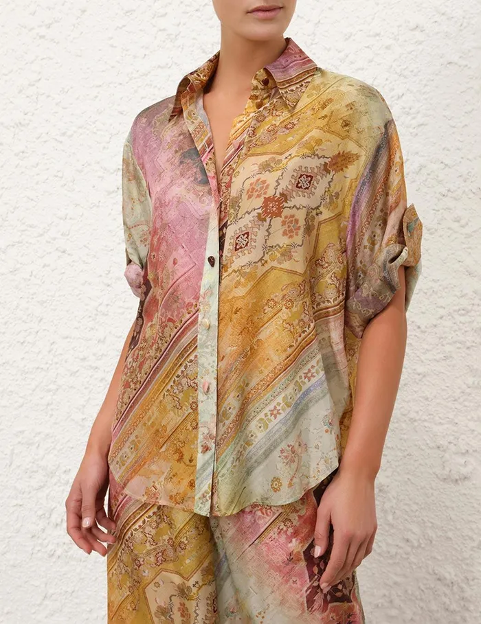 Women Tops Zimmermann Tallow Relaxed Shirt Ombre Multi