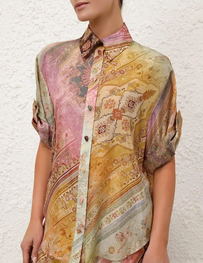 Women Tops Zimmermann Tallow Relaxed Shirt Ombre Multi