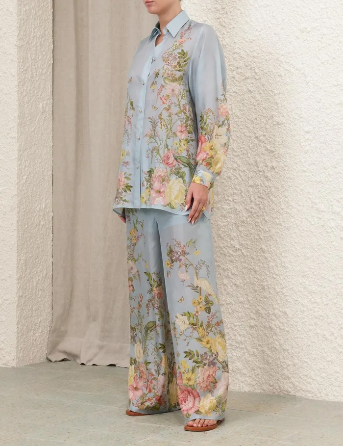 Women Tops Zimmermann Waverly Relaxed Shirt Blue Floral