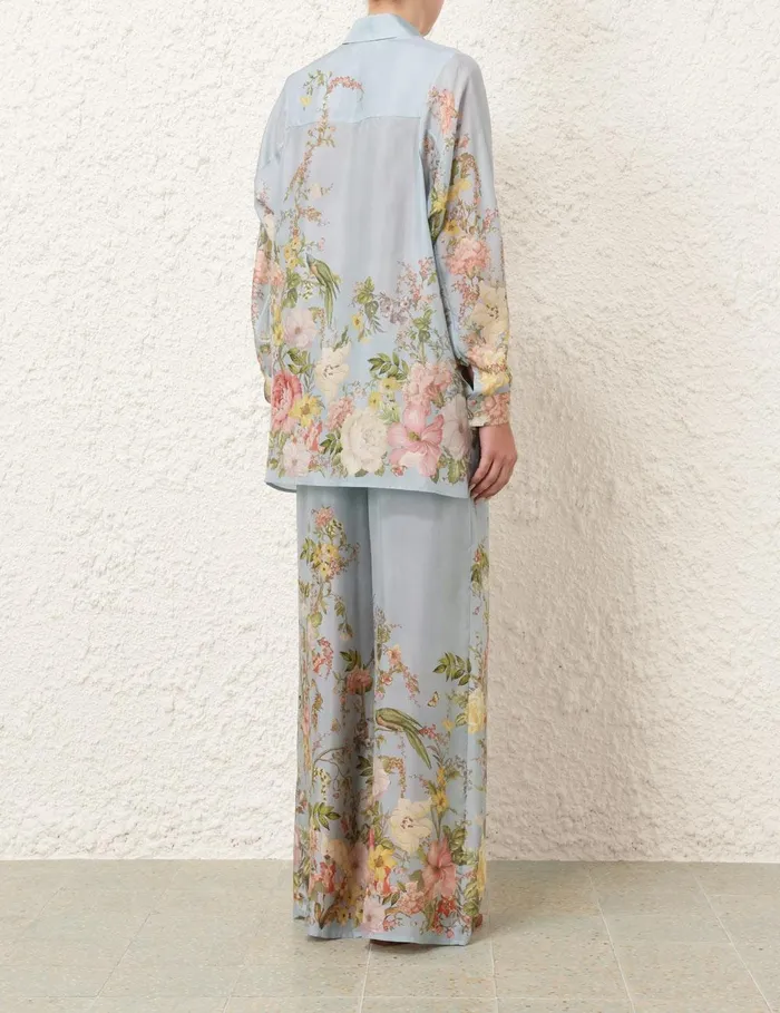 Women Tops Zimmermann Waverly Relaxed Shirt Blue Floral