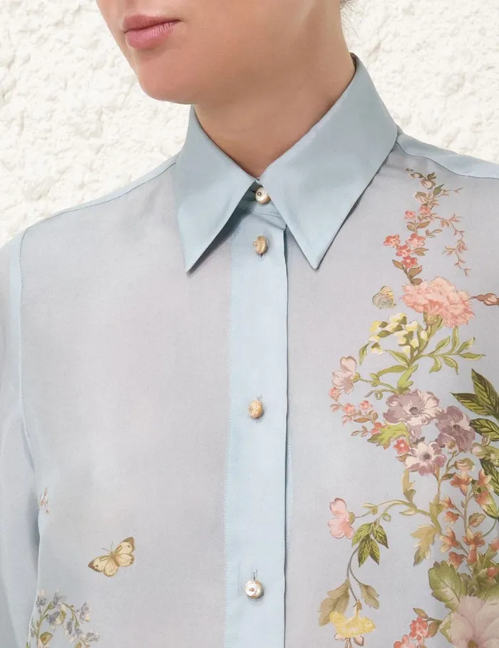Women Tops Zimmermann Waverly Relaxed Shirt Blue Floral