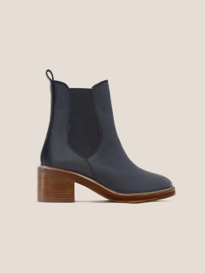 Women White Stuff BOOTS 15 OFF Connie Leather Chelsea Boot Pure Black