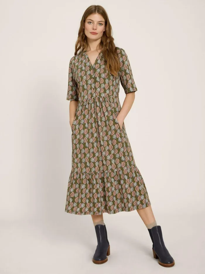 Women White Stuff Dresses Naya Soft Jersey Dress Chartreuse Print Women White Stuff Dresses Naya Soft Jersey Dress Chartreuse Print