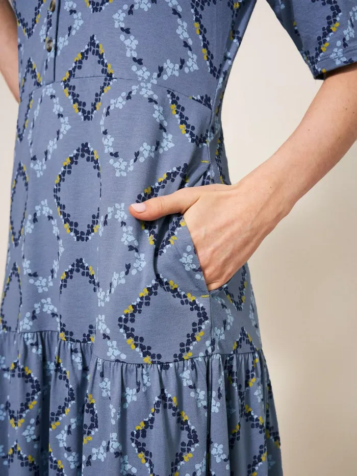 Women White Stuff Dresses Sabina Jersey Midi Dress Blue Multi Women White Stuff Dresses Sabina Jersey Midi Dress Blue Multi