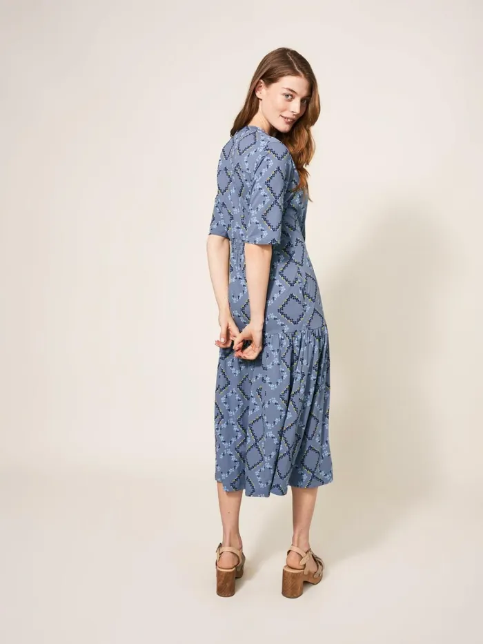 Women White Stuff Dresses Sabina Jersey Midi Dress Blue Multi Women White Stuff Dresses Sabina Jersey Midi Dress Blue Multi