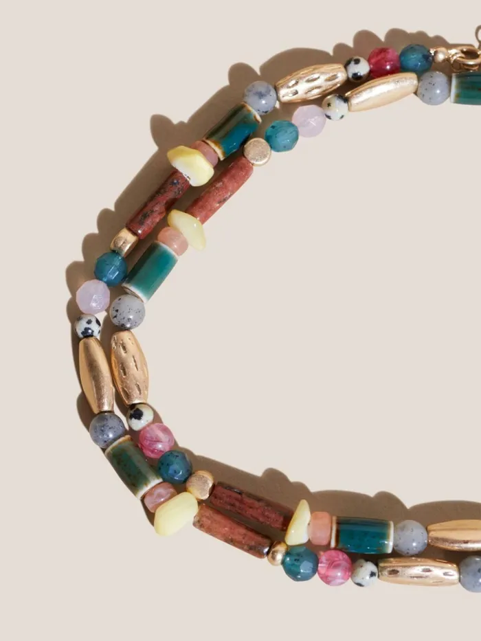 Women White Stuff Jewellery Bead Stone Hammered Necklace Green Multi Women White Stuff Jewellery Bead Stone Hammered Necklace Green Multi