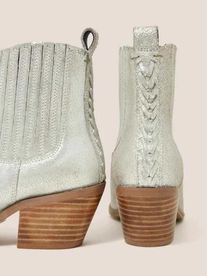 Women White Stuff Partywear Cherry Leather Ankle Boot Mixed Metallic Women White Stuff Partywear Cherry Leather Ankle Boot Mixed Metallic