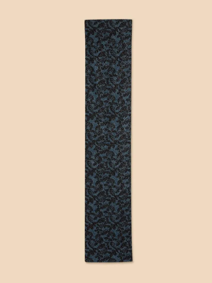 Women White Stuff Partywear Foil Print Velvet Scarf Pure Black Women White Stuff Partywear Foil Print Velvet Scarf Pure Black