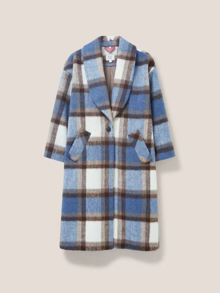 Women White Stuff Petite Clothing Lara Check Coat Blue Multi Women White Stuff Petite Clothing Lara Check Coat Blue Multi