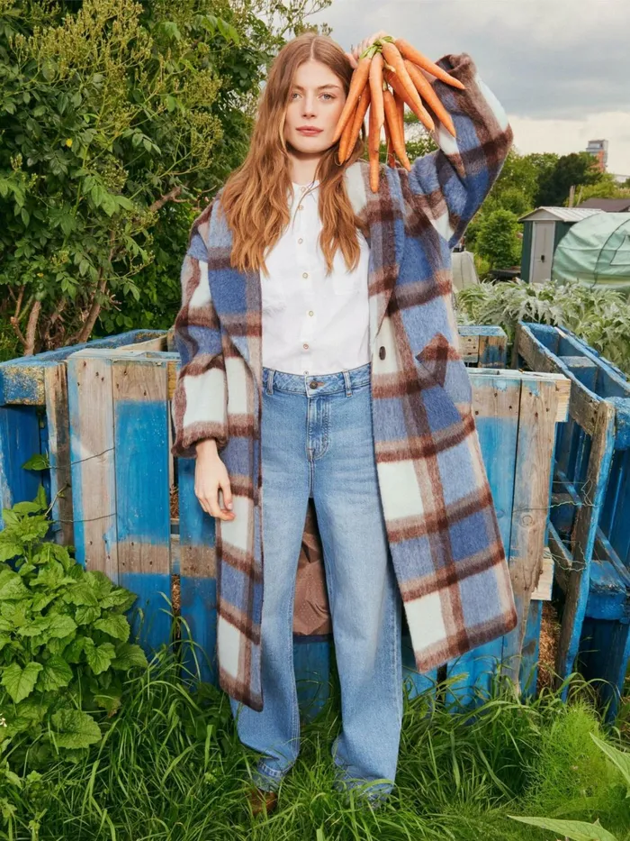 Women White Stuff Petite Clothing Lara Check Coat Blue Multi Women White Stuff Petite Clothing Lara Check Coat Blue Multi