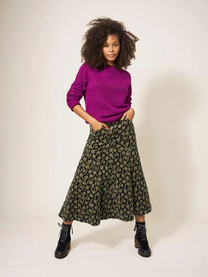 Women White Stuff Petite Clothing Quinn Organic Cord Skirt Green Multi Women White Stuff Petite Clothing Quinn Organic Cord Skirt Green Multi