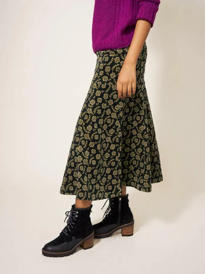 Women White Stuff Petite Clothing Quinn Organic Cord Skirt Green Multi Women White Stuff Petite Clothing Quinn Organic Cord Skirt Green Multi