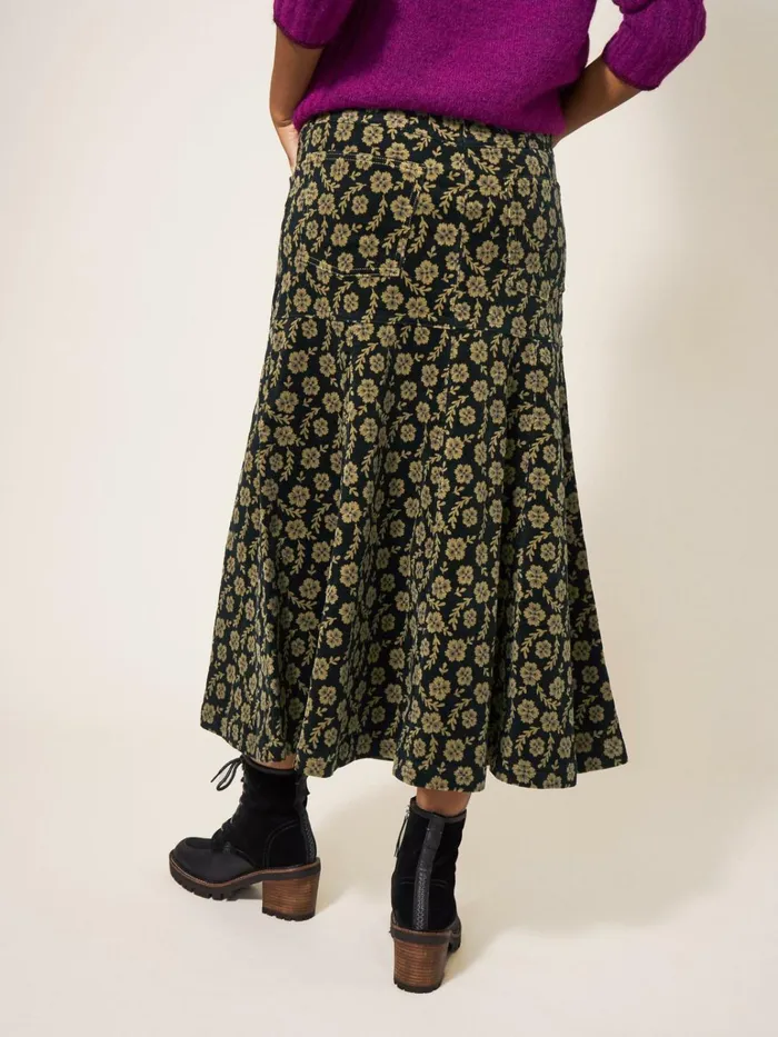 Women White Stuff Petite Clothing Quinn Organic Cord Skirt Green Multi Women White Stuff Petite Clothing Quinn Organic Cord Skirt Green Multi