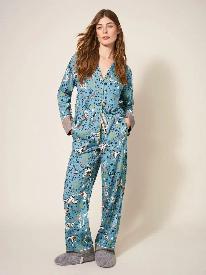 Women White Stuff Pyjamas And Nightwear Nina Organic PJ Bottom Blue Multi
