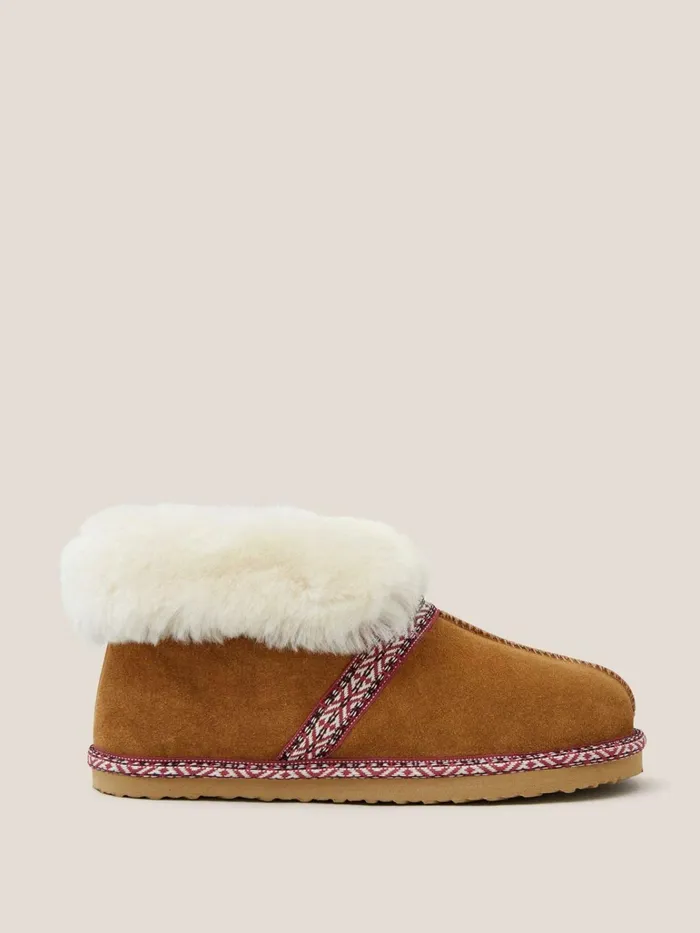 Women White Stuff Pyjamas And Nightwear Suede Shearling Slipper Bootie Mid Tan Women White Stuff Pyjamas And Nightwear Suede Shearling Slipper Bootie Mid Tan