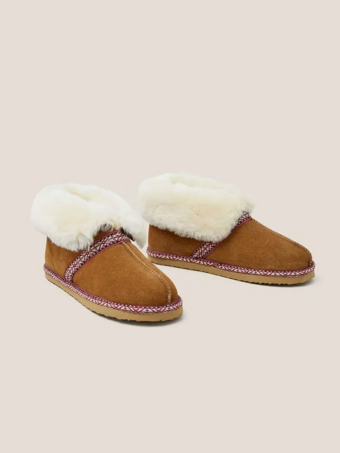 Women White Stuff Pyjamas And Nightwear Suede Shearling Slipper Bootie Mid Tan Women White Stuff Pyjamas And Nightwear Suede Shearling Slipper Bootie Mid Tan