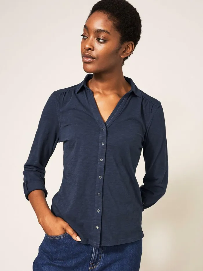 Women White Stuff Tops And Tshirts Annie Jersey Shirt French Navy