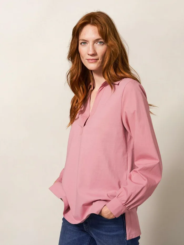 Women White Stuff Tops And Tshirts Fran Plain Shirt Mid Pink
