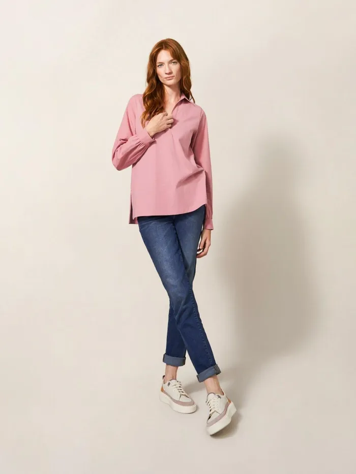Women White Stuff Tops And Tshirts Fran Plain Shirt Mid Pink Women White Stuff Tops And Tshirts Fran Plain Shirt Mid Pink