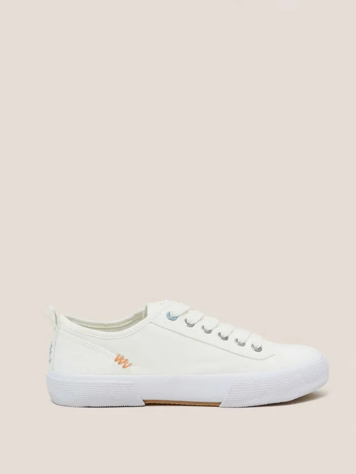 Women White Stuff Trainers Pippa Canvas Lace Up Trainer Natural White