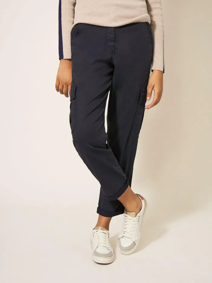 Women White Stuff Trousers Everleigh Cargo Trouser Washed Black