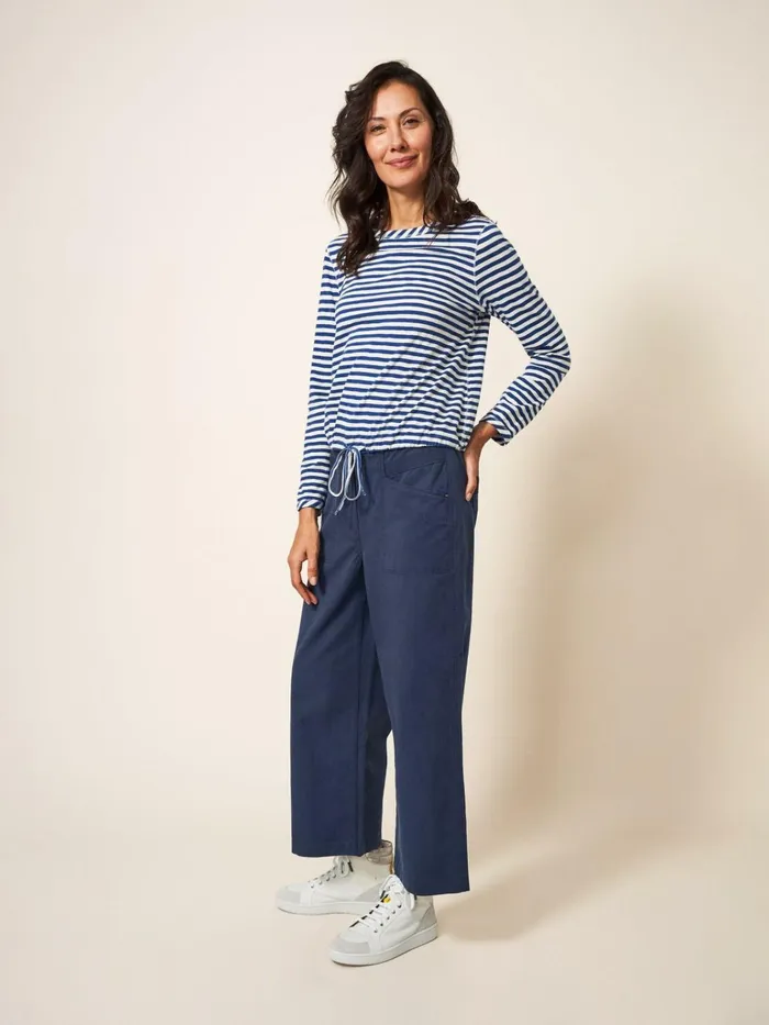 Women White Stuff Trousers Harper Wide Leg Trouser Dark Navy