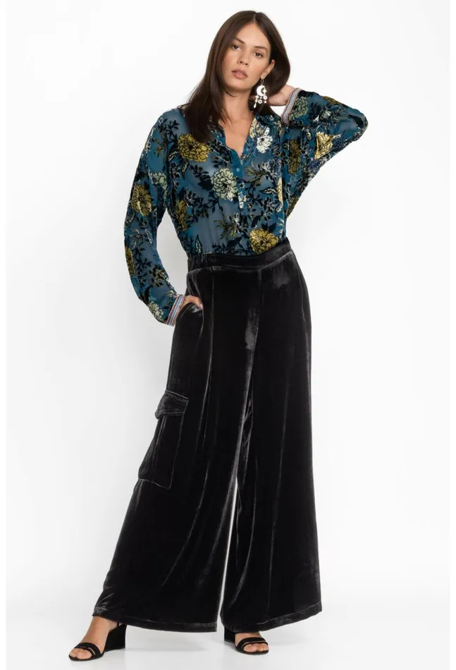Women Zatima Silk Cargo Pant Black Johnny Was Bottoms