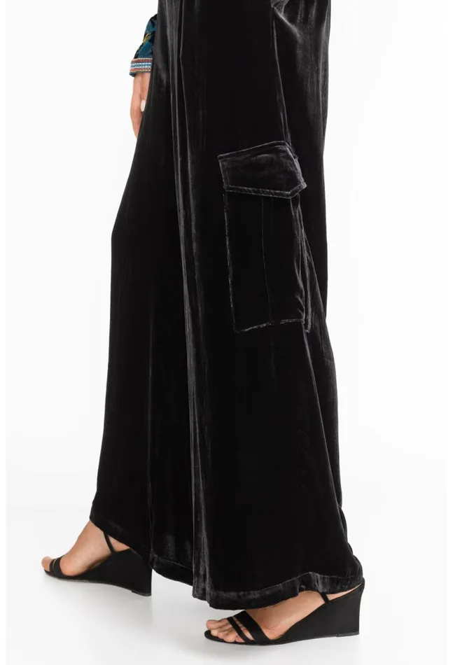 Women Zatima Silk Cargo Pant Black Johnny Was Bottoms