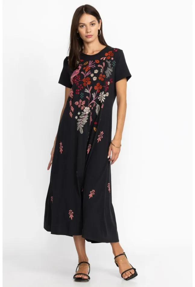 Women Zuzu Knit TShirt Dress Black Johnny Was Dresses