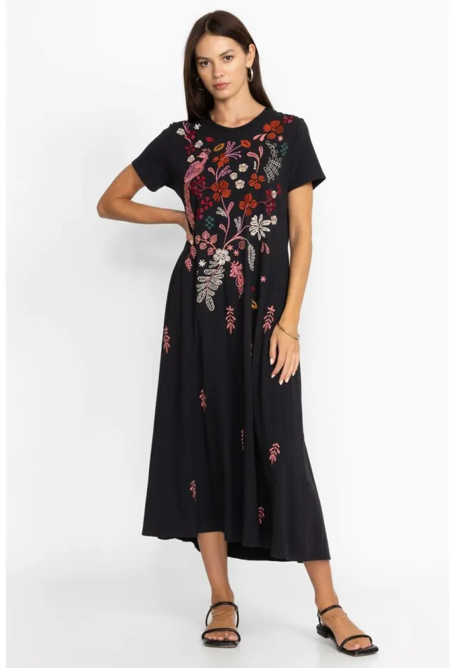 Women Zuzu Knit TShirt Dress Black Johnny Was Dresses