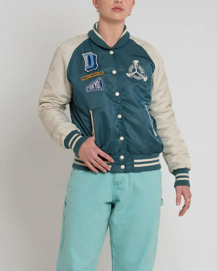 Womens Deus Ex Machina Jackets Chromatic Varsity Jacket 8211 Mallard Mallard