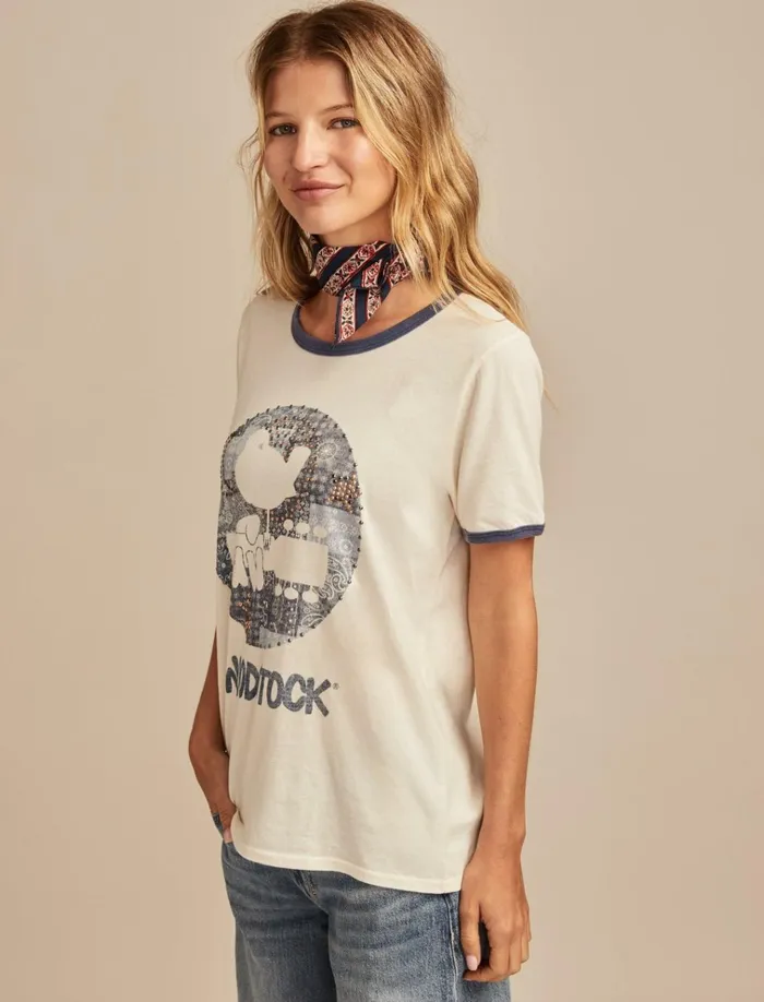 Woodstock Bandana Ringer Whisper White Women Lucky Brand Graphic Tees