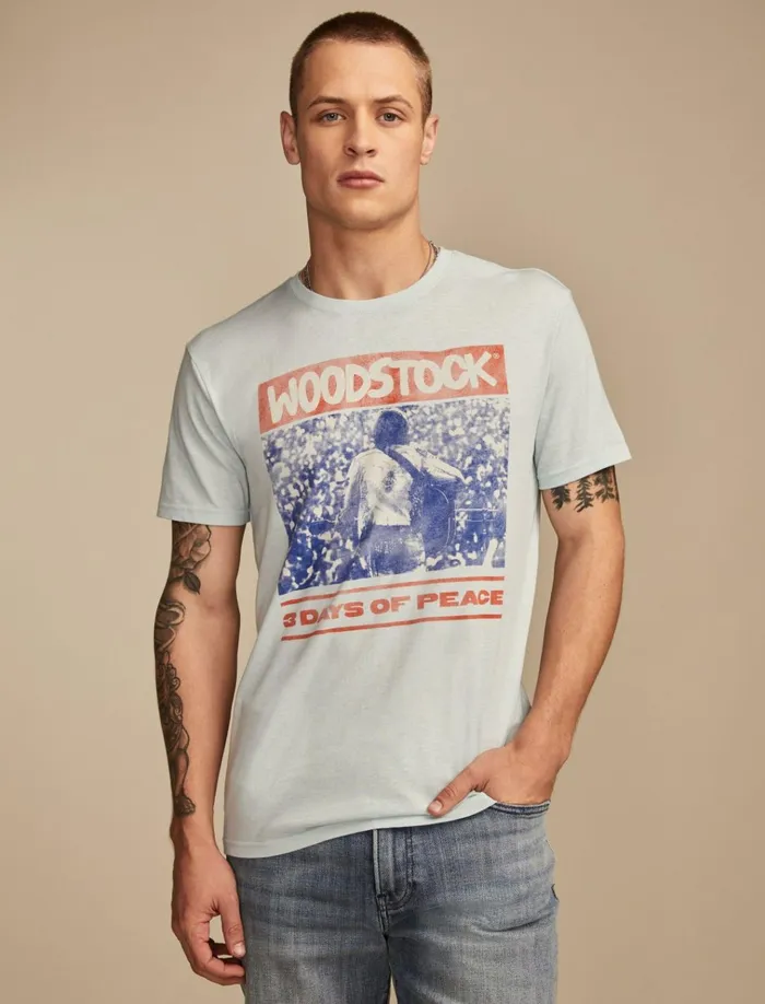 Woodstock Poster Cloud Blue Men Lucky Brand Graphic Tees